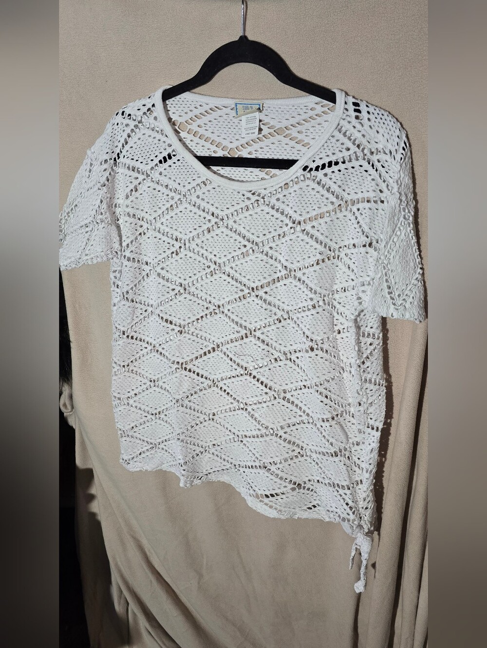 Sun N' Surf Open-Knit White Women’s Top - Lightweight Tee